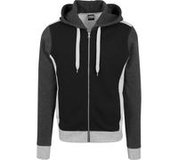 Sweatjacke URBAN CLASSICS "Urban Classics Herren 3- Tone Sweat Zip Hoody", Herren, Gr. S, schwarz, grau, charcoal, 80% Baumwolle, 20% Polyester, Sweatjacken Sweatjacke (64616511-S) schwarz, grau, char