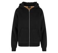 Sweatjacke URBAN CLASSICS "Urban Classics Ladies Bonded Sherpa Zip Hoody", Damen, Gr. S, schwarz, 68% Baumwolle, 32% Polyester, unifarben, Sweatjacken Sweatjacke (83374162-S) schwarz