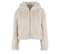 Sweatjacke URBAN CLASSICS "Urban Classics Ladies Full Zip Faux Fur Hoodie", Damen, Gr. M, beige (sandweiß), 100% Polyester, unifarben, Rundhals, Sweatjacken Sweatjacke (44484750-M) sandweiß