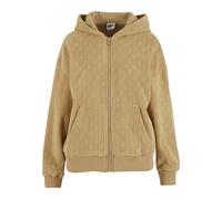 Sweatjacke URBAN CLASSICS "Urban Classics Ladies Jacquard Velvet Oversized Zip Hoody", Damen, Gr. XL, beige (unionbeige), 100% Polyester, Rundhals, Sweatjacken Sweatjacke (62526366-XL) unionbeige