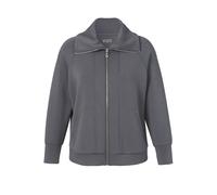 Sweatjacke VIA APPIA DUE "VIA APPIA DUE Jacke", Damen, Gr. 44, grau (blei), Obermaterial: 49% Viskose CV. 43% Polyester PES. 8% Elasthan EL., uni, relaxed fit, ohne Ausschnitt, Sweatjacken Sweatjacke,