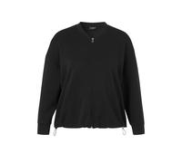 Sweatjacke VIA APPIA DUE "VIA APPIA DUE Sweatjacke", Damen, Gr. 48, schwarz, Casual, regular fit, Rundhals, Sweatjacken Sweatjacke, Große Größen (29561946-48) schwarz