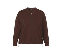 Sweatjacke VIA APPIA DUE "VIA APPIA DUE Sweatjacke", Damen, Gr. 52, braun (kaffee), Casual, regular fit, Rundhals, Sweatjacken Sweatjacke, Große Größen (59543702-52) kaffee
