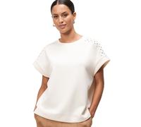 Sweatjacke ZERO "zero Damen Sweatshirt mit Nieten", Damen, Gr. 38, weiß (patch creamsilber), Sweatware, Obermaterial: 63% Polyacryl, 37% Polyamid. Ärmelfutter: ohne Futter., unifarben, casual, figurum