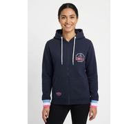 Sweatjacke ZWILLINGSHERZ, Damen, Gr. L/XL (L/XL), blau (navy), Sweatware, Obermaterial: 50% Baumwolle, 50% Polyester, unifarben, normal hüftlang, V-Ausschnitt, Sweatjacken Sweatjacke, Kapuze, Langarm,