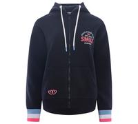 Sweatjacke ZWILLINGSHERZ, Damen, Gr. SM (S/M), blau (navy), Sweatware, Obermaterial: 50% Baumwolle, 50% Polyester, unifarben, normal hüftlang, V-Ausschnitt, Sweatjacken Sweatjacke, Kapuze, Langarm, St