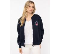 Sweatjacke ZWILLINGSHERZ "Meine Heimat", Damen, Gr. S/M, marine, Sweatware, Obermaterial: 50% Baumwolle, 50% Polyester, Sweatjacken Sweatjacke, maritime Stickerei, Reißverschluss, Rippbündchen, Tasche