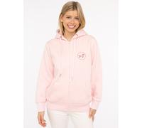 Sweatjacke ZWILLINGSHERZ "Puppy Lover Forever", Damen, Gr. L/XL, rosa, angeraute Sweatware, Obermaterial: 50% Baumwolle, 50% Polyester, hüftbedeckend, ohne Ausschnitt, angesetztes Bündchen, Sweatjacke