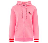 Sweatjacke ZWILLINGSHERZ "Très Bien", Damen, Gr. M, pink, Obermaterial: 50% Baumwolle, 50% Polyester, Sweatjacken Sweatjacke, Mini Me, süßes Dackelmotiv, gestreifte Ärmelbündchen, Kapuze, Zipper (1385