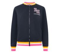 Sweatjacke ZWILLINGSHERZ "Zwillingsherz", Damen, Gr. M, marine, Obermaterial: 50% Baumwolle, 50% Polyester, Sweatjacken Sweatjacke, durchgehender Zipper, Logo auf der Schulter, gestreifte Bündchen (38