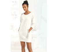 Sweatkleid BENCH. LOUNGEWEAR Gr. 32/34, N-Gr, schwarz (ecru, schwarz) Damen Kleider Strandkleider mit seitlichem Logoprint (50502033-32)