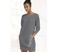 Sweatkleid BENCH. LOUNGEWEAR Gr. 36/38, N-Gr, grau (stone, weiß) Damen Kleider Strandkleider mit seitlichem Logoprint (72787102-36)
