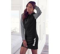 Sweatkleid BENCH. LOUNGEWEAR Gr. 40/42, N-Gr, grau (anthrazit, schwarz) Damen Kleider Langarm mit Kapuze und farblich abgesetzten Ärmeln (28337256-40)
