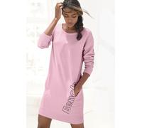 Sweatkleid BENCH. LOUNGEWEAR, Damen, Gr. 48/50, N-Gr, rosa (rosa, schwarz), Interlock, Obermaterial: 60% Baumwolle, 40% Polyester, unifarben, Basic, bequem kurz, Rundhals, Rippbündchen, Kleider Sweatk