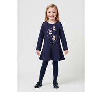 Sweatkleid BLUE SEVEN, Mädchen, Gr. 104, N-Gr, nachtblau, angeraute Sweatware, Obermaterial: 100% Baumwolle, bedruckt, unifarben, ausgestellt Midi, Rundhals, abgesteppte Kante, Kleider Sweatkleid, Bau