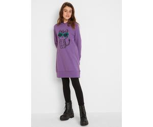 Sweatkleid BONPRIX, Mädchen, Gr. 128/134, N-Gr, lila (ultraviolett), Obermaterial: 100% Baumwolle, oversize, Kleider Sweatkleid, für den Alltag, aus Baumwolle, Oversize-Passform (54338645-128) ultravi
