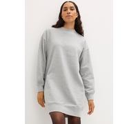 Sweatkleid BONPRIX "Oversized Sweatkleid", Damen, Gr. 56/58 (XXXL), N-Gr, grau (hellgrau meliert), Sweatware, Obermaterial: 90% Baumwolle, 10% Viskose, meliert, oversize ca. Mitte Oberschenkel, Rundha