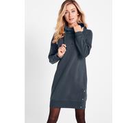 Sweatkleid BONPRIX "Sweatkleid aus reiner Baumwolle", Damen, Gr. 52/54 (XXL), N-Gr, blau (nachtblau), Web, Obermaterial: 100% Baumwolle, unifarben, bequem ca. Mitte Oberschenkel, Bündchen, Kleider Swe