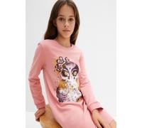 Sweatkleid BONPRIX "Sweatkleid aus reiner Baumwolle", Mädchen, Gr. 176/182, N-Gr, rosa (rauchrose), Obermaterial: 100% Baumwolle, regular fit, Kleider Sweatkleid, für den Alltag, aus Baumwolle, Regula