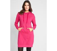 Sweatkleid BONPRIX "Sweatkleid mit Baumwolle", Damen, Gr. 48/50 (XL), N-Gr, rosa (dunkelpink), Sweatware, Obermaterial: 100% Baumwolle, unifarben, loose fit knielang, Bündchen, Kleider Sweatkleid, mit