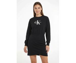 Sweatkleid CALVIN KLEIN JEANS, Damen, Gr. S (38), N-Gr, schwarz, Web, Obermaterial: 68% Baumwolle, 28% Polyester, 4% Elasthan, unifarben, regular fit ca. Mitte Oberschenkel, Rundhals, eingesetzt Rippb