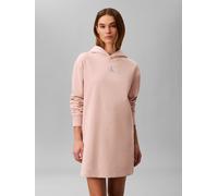 Sweatkleid CALVIN KLEIN JEANS "LS MONOLOGO PREMIUM TERRY HOODIE", Damen, Gr. S (38), N-Gr, rosa (buff beige), Sweatware, Obermaterial: 100% Baumwolle, klassisch kurz, Rundhals, eingesetzt angesetztes