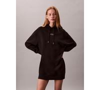 Sweatkleid CALVIN KLEIN JEANS "LS MONOLOGO PREMIUM TERRY HOODIE", Damen, Gr. S (38), N-Gr, schwarz, Sweatware, Obermaterial: 86% Baumwolle, 14% Polyester, unifarben, klassisch kurz, Rundhals, eingeset
