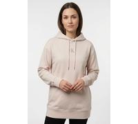 Sweatkleid CALVIN KLEIN JEANS "LS MONOLOGO PREMIUM TERRY HOODIE", Damen, Gr. XL (44), N-Gr, buff beige, Sweatware, Obermaterial: 100% Baumwolle, loose fit kurz, Rundhals, eingesetzt angesetztes Bündch