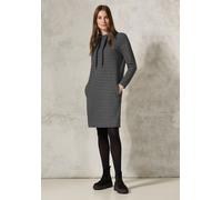 Sweatkleid CECIL, Damen, Gr. XL44, US-Größen, grau (platinum grau meliert), Web, 70% Baumwolle, 30% Polyester, gestreift, normal kniefrei, hoch geschlossener Ausschnitt, Bündchen, Kleider Sweatkleid,