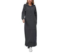 Sweatkleid Damen Lang Langarm mit Kapuze Pulloverkleid Winter Oversize Hoodiekleider Maxi Winterkleid Hoodie Kleid mit Schlitz Lange Sweatshirtkleid mit Taschen Elegant Kapuzenkleid Longpullover