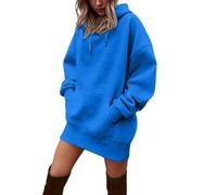 Sweatkleid Damen Langarm Hoodie Kleid mit Kapuze Casual Herbstkleid | 2026 Oversize Kapuzenpullover mit Taschen, Einfarbig Sweatshirt Kleid, Übergangs Elegant Minikleid mit Gerippten Bündchen