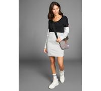 Sweatkleid KANGAROOS, Damen, Gr. 40/42, N-Gr, schwarz (schwarz, grau), Sweatware, Obermaterial: 100% Baumwolle. Obermaterial Melange: 95% Baumwolle, 5% Viskose. Einsatz: 60% Baumwolle, 40% Polyester,