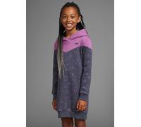 Sweatkleid KANGAROOS "mit süßem allover Druck", Mädchen, Gr. 152/158, N-Gr, blau (marine meliert, gemustert), angeraute Sweatware, Obermaterial: 60% Baumwolle, 40% Polyester, gemustert, meliert, Basic