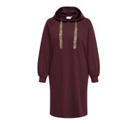 Sweatkleid ONLY CARMAKOMA "CARALINA LIFE LEO DETAIL HOOD DRESS JRS", Damen, Gr. L, N-Gr, decadent chocolate detail:jose leo strings, Sweatware, Obermaterial: 93% Polyester, 7% Elasthan, unifarben mit