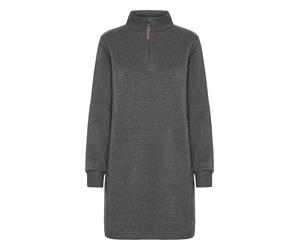 Sweatkleid OXMO "Sweatkleid OXMILLE", Damen, Gr. XL, N-Gr, grau (dunkelgrau melange), Obermaterial: 55% Polyester PES. 45% Baumwolle CO., Kleider Sweatkleid (34999447-XL) dunkelgrau melange