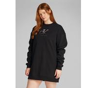 Sweatkleid "PLUS EMBROIDERED MONOLOGO DRESS", Damen, Gr. 5XL (50), N-Gr, schwarz (ck schwarz), Sweatware, Obermaterial: 61% Baumwolle, 39% Polyester, CALVIN KLEIN JEANS PLUS, unifarben, bequem ca. Mit