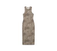 Sweatkleid PUMA "LEO LUXE Slim Kleid mit Allover-Print Damen", Damen, Gr. XL, Normalgrößen, weiß (alpine snow ice coffee weiß), Obermaterial: 5% Elasthan, 95% Baumwolle, slim fit, Kleider Sweatkleid (