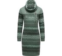 Sweatkleid RAGWEAR "Chlloe Zig Zag YOUMODO", Damen, Gr. M (38), Normalgrößen, grün (graugrün), Material: 70% Baumwolle, 30% Polyester, figurumspielend ca. Mitte Oberschenkel, hoch geschlossener Aussch
