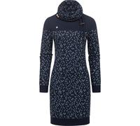 Sweatkleid RAGWEAR "Chloe Dress", Damen, Gr. XS (34), Normalgrößen, blau (dunkelblau), 70% Baumwolle, 30% Polyester, tailliert ca. Mitte Oberschenkel, hoch geschlossener Ausschnitt, Ärmel ohne Ärmelsc
