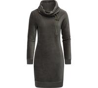 Sweatkleid RAGWEAR "Chloe Velvet", Damen, Gr. S (36), Normalgrößen, grün (olivgrün), Samt, Material: 62% Baumwolle, 35% Polyester, 3% Elasthan, tailliert ca. Mitte Oberschenkel, hoch geschlossener Aus