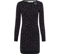 Sweatkleid RAGWEAR "MENITA O", Damen, Gr. L (40), N-Gr, schwarz (schwarz 1010), Sweatware, Obermaterial: 100% Baumwolle, bedruckt, geblümt, gemustert, kontrastfarbene Details, mehrfarbig, figurbetont,