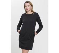 Sweatkleid RAGWEAR "MENITA O", Damen, Gr. M (38), N-Gr, Langarm, Sweatware, schwarz (schwarz 1010), Sweatware, Obermaterial: 50% Baumwolle, 50% Polyester, kontrastfarbene Details, unifarben, figurbeto