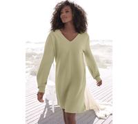 Sweatkleid S.OLIVER "Langarmkleid aus Ripp-Qualität" Gr. 44/46, N-Gr, grün (pistazie) Damen Kleider Langarm mit Teilungsnaht (90104241-44)