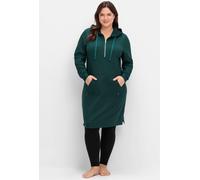 Sweatkleid SHEEGO "Sweatkleid", Damen, Gr. 40/42, Normalgrößen, grün (tiefgrün), 50% Baumwolle, 50% Modal, unifarben, knielang, Kleider Sweatkleid (25426534-40) tiefgrün