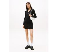 Sweatkleid TOMMY JEANS "TJW COLLAR BADGE SWEATER DRESS", Damen, Gr. XL (42), N-Gr, schwarz, Jersey, Obermaterial: 65% Baumwolle, 35% Polyamid, Kleider Sweatkleid (67938859-XL)