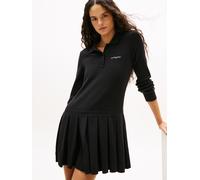 Sweatkleid TOMMY JEANS "TJW SCRIPT PLEATED SWEATER DRESS", Damen, Gr. S (36), N-Gr, schwarz, Jersey, Obermaterial: 85% Baumwolle, 13% Polyamid, 2% Elasthan, unifarben, regular fit, Kleider Sweatkleid