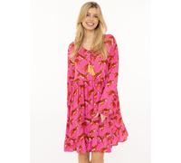 Sweatkleid ZWILLINGSHERZ "Trendy Tiger", Damen, Gr. L/XL, N-Gr, pink, Obermaterial: 100% Viskose, Kleider Sweatkleid, Tigermotiv, mit Tassel lange Ärmel, figurumspielend (88054941-L) pink