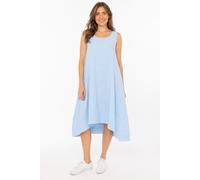 Sweatkleid ZWILLINGSHERZ "Uni & Summer", Damen, Gr. N-Gr, blau (hellblau), Obermaterial: 100% Viskose, Kleider Sweatkleid, breite Träger, hinten leicht länger, figurumspielend, aus Viskose (79071418-0