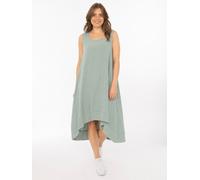 Sweatkleid ZWILLINGSHERZ "Uni & Summer", Damen, Gr. N-Gr, grün (salbei), Obermaterial: 100% Viskose, Kleider Sweatkleid, breite Träger, hinten leicht länger, figurumspielend, aus Viskose (81647103-0)
