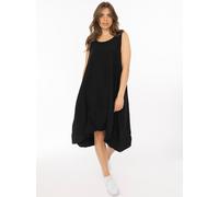 Sweatkleid ZWILLINGSHERZ "Uni & Summer", Damen, Gr. N-Gr, schwarz, Obermaterial: 100% Viskose, Kleider Sweatkleid, breite Träger, hinten leicht länger, figurumspielend, aus Viskose (20662800-0) schwar